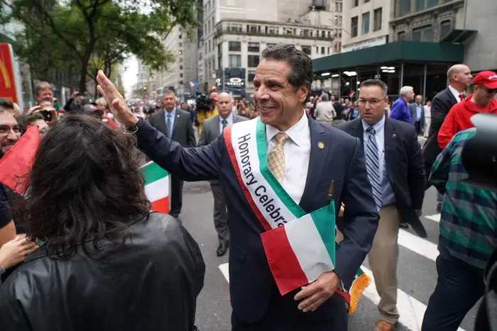 Governor Andrew Cuomo marching in the 2018 Columbus Day Parade